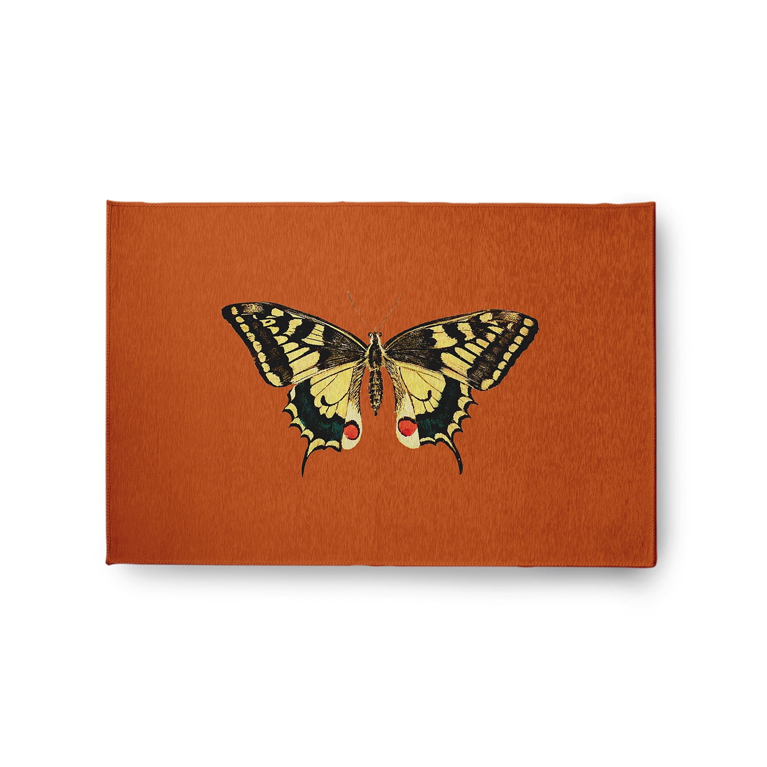 24" 36" Simply Daisy Rare Swallowtail Butterfly Novelty Chenille Area Rug, Perfect Orange