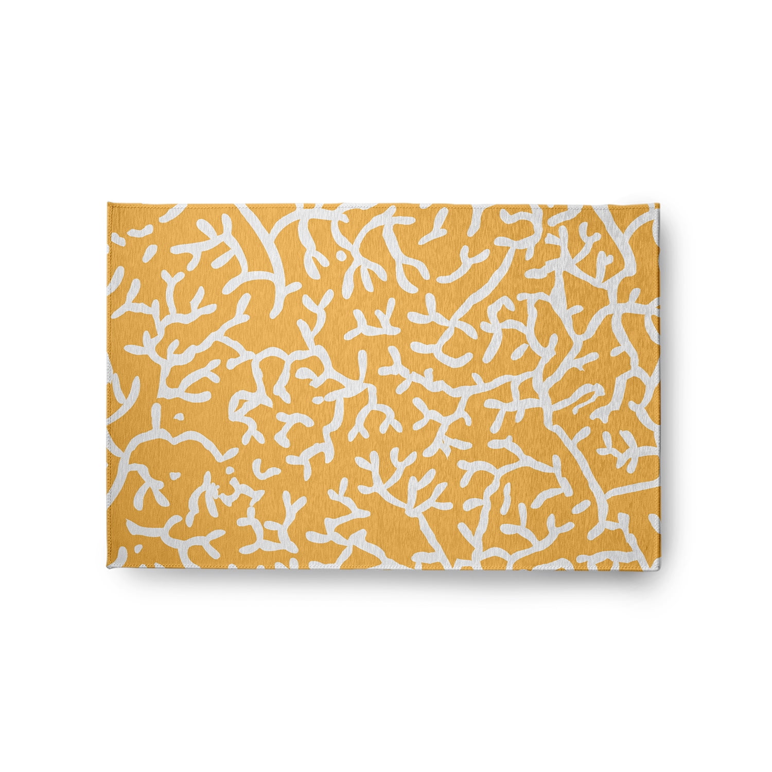 24" 36" Simply Daisy Seaweed Beach Style Chenille Area Rug, Egg Yolk Yellow