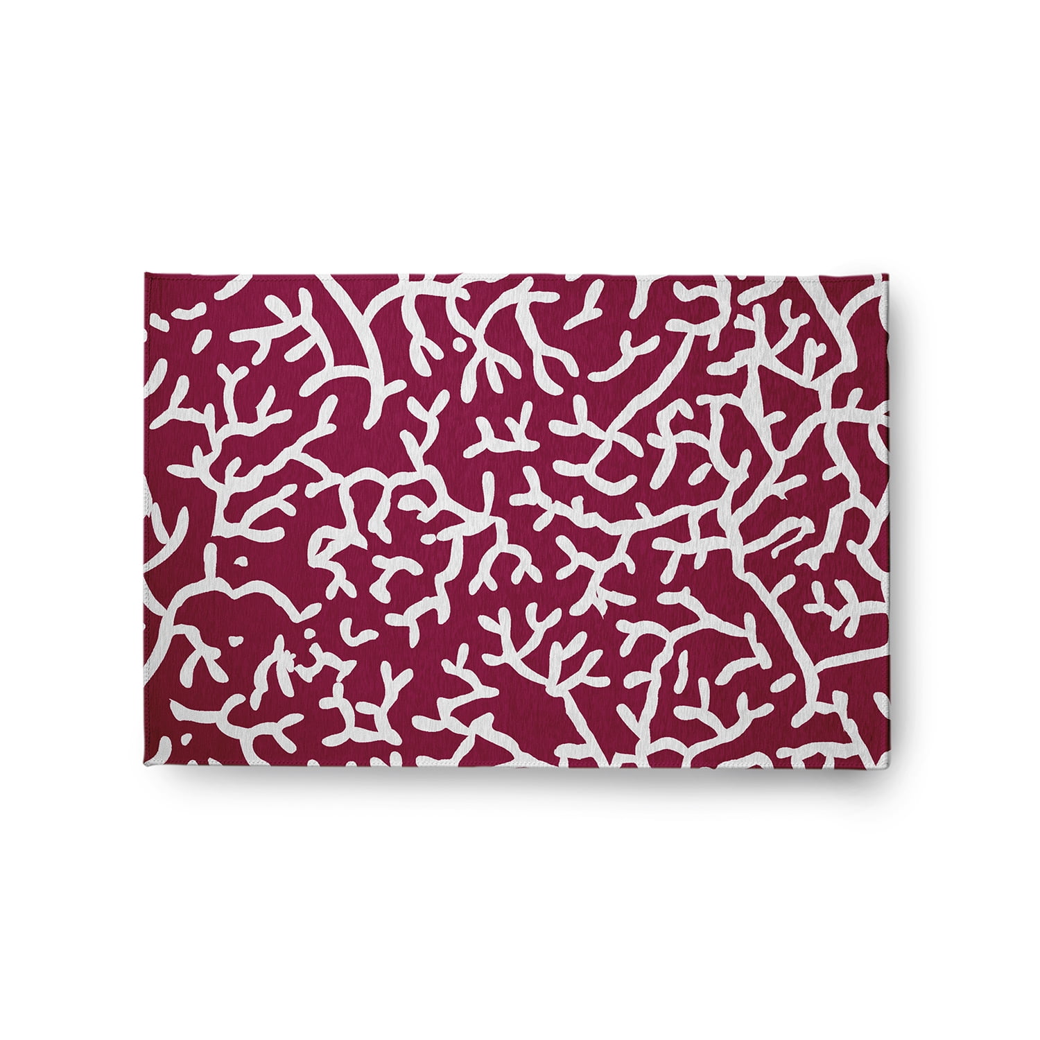 24" 36" Simply Daisy Seaweed Beach Style Chenille Area Rug, Maroon Red