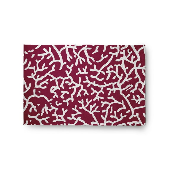 24" 36" Simply Daisy Seaweed Beach Style Chenille Area Rug, Maroon Red