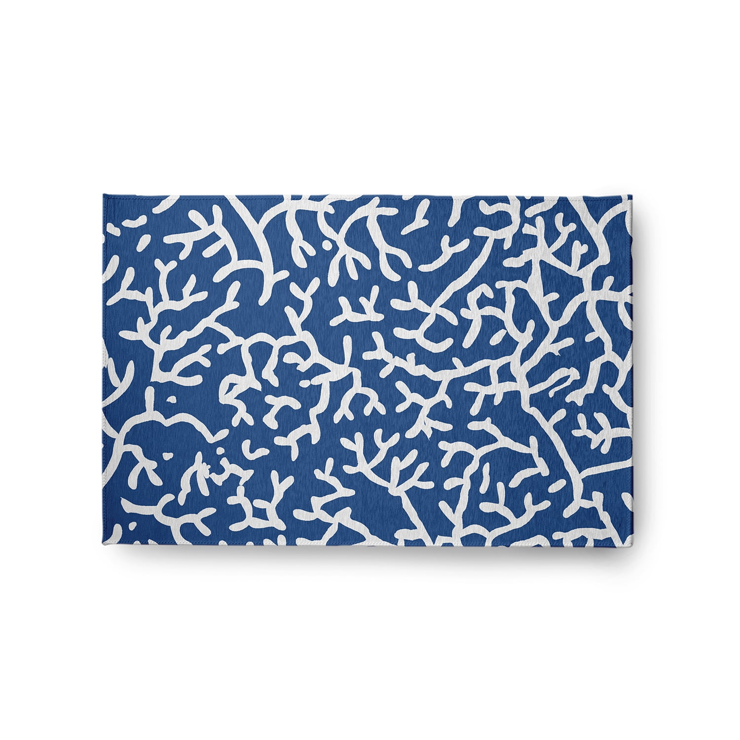 24" 36" Simply Daisy Seaweed Beach Style Chenille Area Rug, Nautical Navy