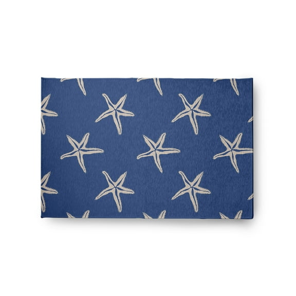 24" 36" Simply Daisy Starfish Beach Style Chenille Area Rug, Nautical Navy