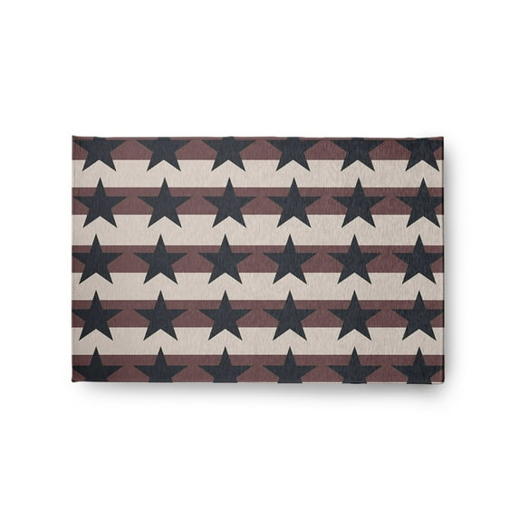 24" 36" Simply Daisy Stars and Stripes Americana Chenille Area Rug, Blue-Red