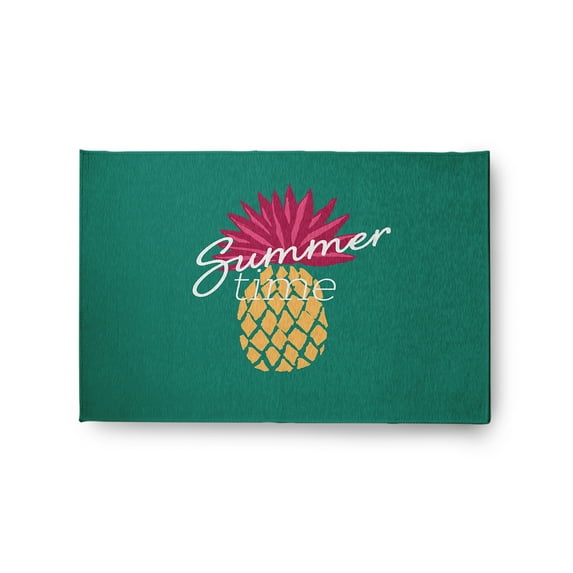 24" 36" Simply Daisy Summer Time Pineapple Tropical Chenille Area Rug, Kelly Green