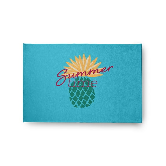 24" 36" Simply Daisy Summer Time Pineapple Tropical Chenille Area Rug, Lipstick Pink