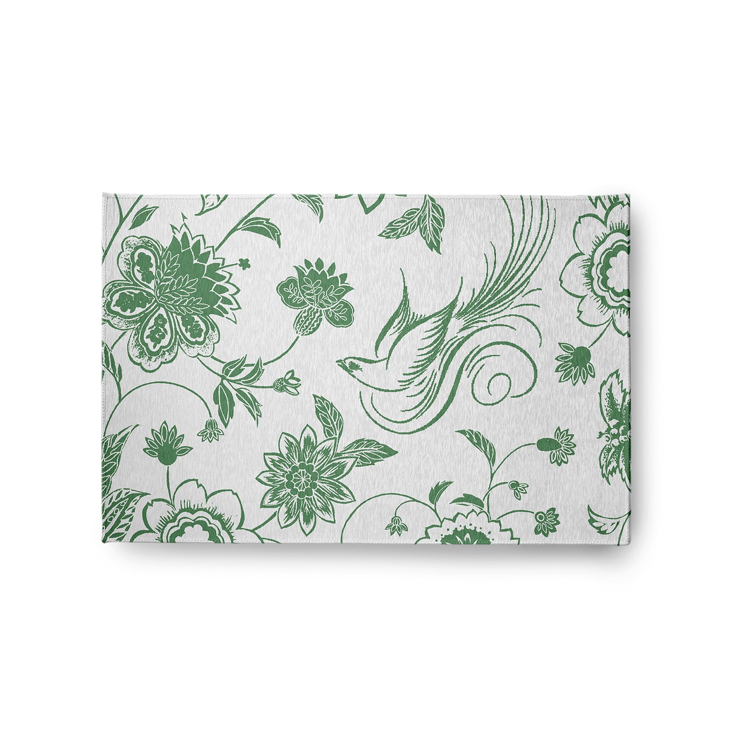 24" 36" Simply Daisy Traditional Bird Floral French Country Chenille Area Rug, Green