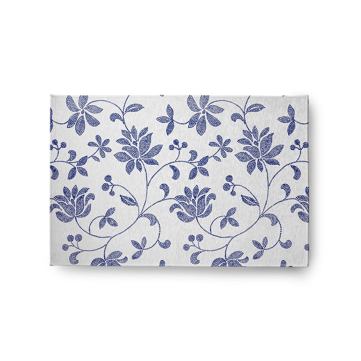 24" 36" Simply Daisy Traditional Floral French Country Chenille Area Rug, Porcelain Blue