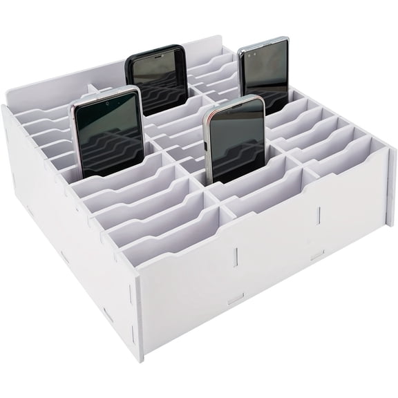 24/36 Slots Cell Phone Storage Box, Multi-Layer Cell Phone Locker & Organizer for & Office, White Cell Phone Box Ideal for Calculator & Phone Classification ( Office Use)