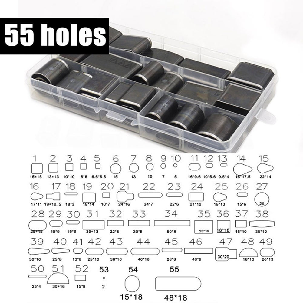 24/39/52/55 Pcs Hollow Punch Cutter Tools Kit Stainless Steel Leather Punching Die Cutting Mold Manual Hole Puncher Set