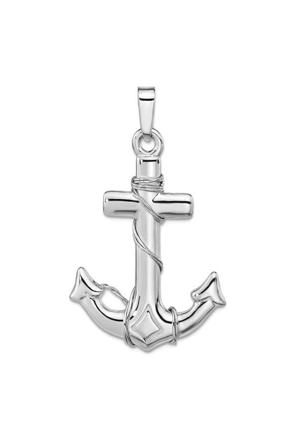 24.39mm 925 Sterling Silver Polished 3d Nautical Ship Mariner Anchor Pendant Necklace Pendant for Women