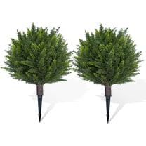 24.4" Artificial Topiary Ball Trees, 2 Pack Fake Bushes with Ground Spike for Front Porch Garden Yard Decor