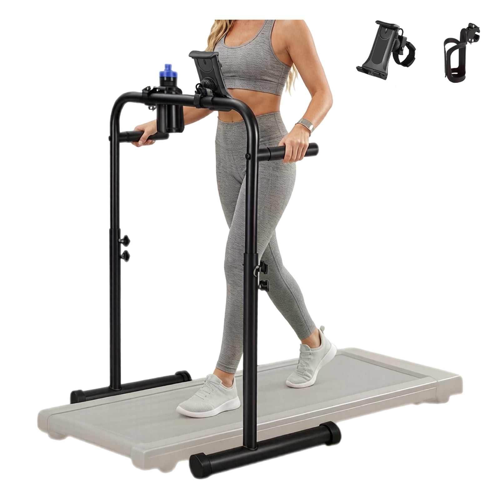 iFaveorr Adjustable Treadmill Handrail Stand 38.58-47.24in Height Portable Walking Pad Support Rack with Tablet Holder & Water Bottle Holder