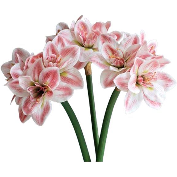 24.4'' Real Touch Artificial Amaryllis Flowers Stem 3pcs Faux Lily Bouquet Large Tropical Flowers Fake Plant for Home Office Vase Arrangements