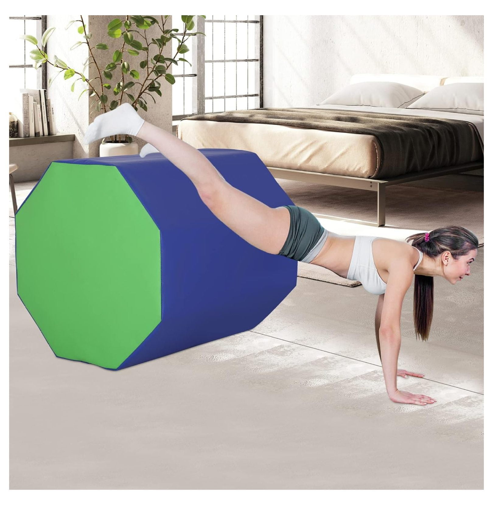 Gymnastics Mat Set - 48x24x14 Incline Cheese Mat & 24x26 Octagon Shape Trainer