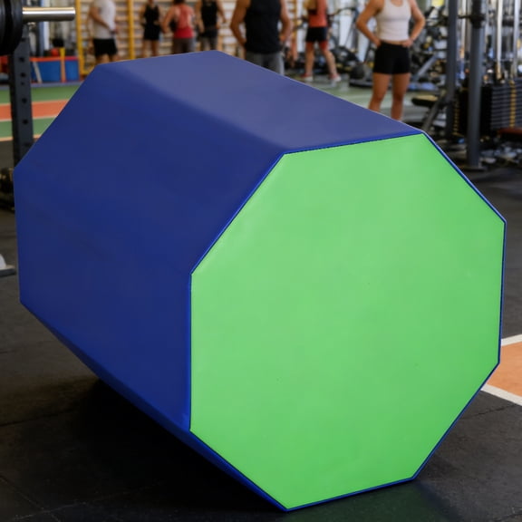 24.4" x 25.6" Octagon Tumbler, Octagon Gymnastics Mat Skill Shape Handsprings Backbend Somersault Tumbling Trainer for Home Gym Fitness (Blue & Green)