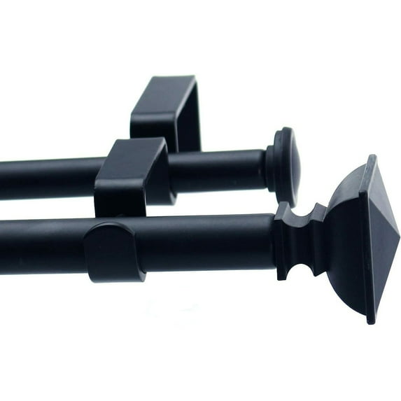 24"-48"/ 48"-84"/ 84"-120" Square UrnTelescoping Double Window Treatment Curtain Rod 5/8-inch Diameter for Home Office Bathroom Balcony