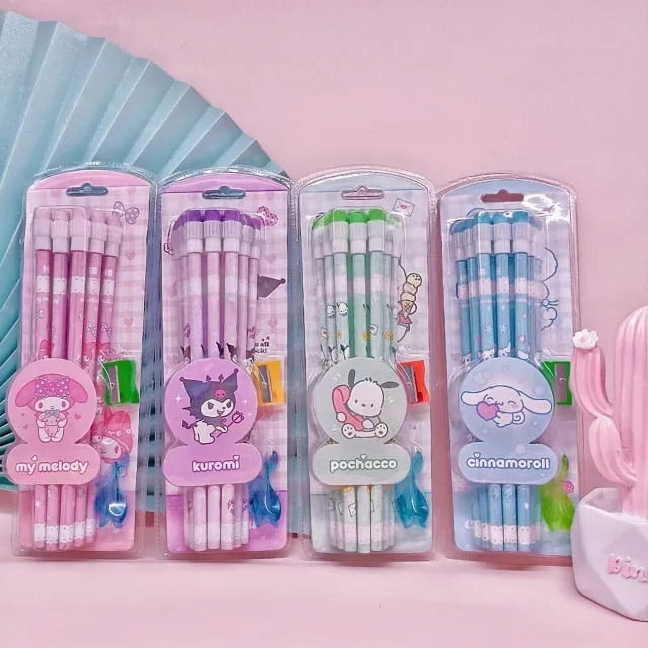 12/24pcs Sanrio Stationery Set Kuromi Cinnamoroll My Melody Pencil  Sharpener Eraser Ruler School Supplies Stationery