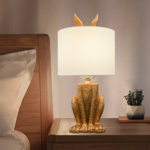 24*49cm Rabbit Shape Table Lamp Modern Gold Tabletop Lamp Desk Light 110V 60W for Homes, Office, Lofts