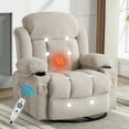 thumbnail image 1 of Swivel Rocker Recliner for Adults, LEGAHOME 24.4in Glider Rocking Chair for Nursery, Manual Rocking Chair with Massage and Heat for Adults, Living Room Massage Recliner Sofa with Cup Holder, Beige, 1 of 7