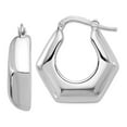 thumbnail image 1 of 925 Sterling Silver Rhodium Plated Polished Hexagon Hoop Earrings 24.2x24.4mm Wide 6.25mm Thick Hoop Earring for Women, 1 of 2