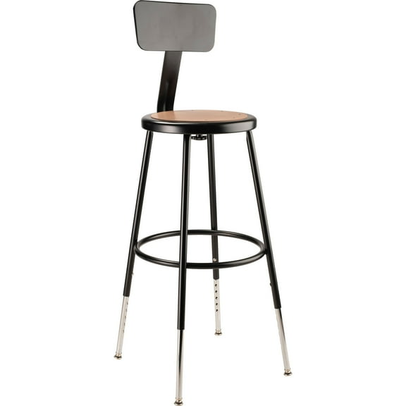 24.5 -32.5" Height Adjustable Heavy Duty Steel Stool with Backrest - Black