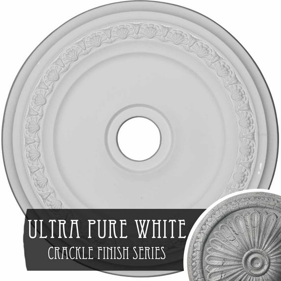 24 5/8"OD x 1 1/2"P Salford Ceiling Medallion, Hand-Painted Ultra Pure White Crackle