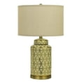thumbnail image 1 of 24.5" Ceramic Table Lamp with Geometric Style Accents, Gold and Beige- Saltoro Sherpi, 1 of 5