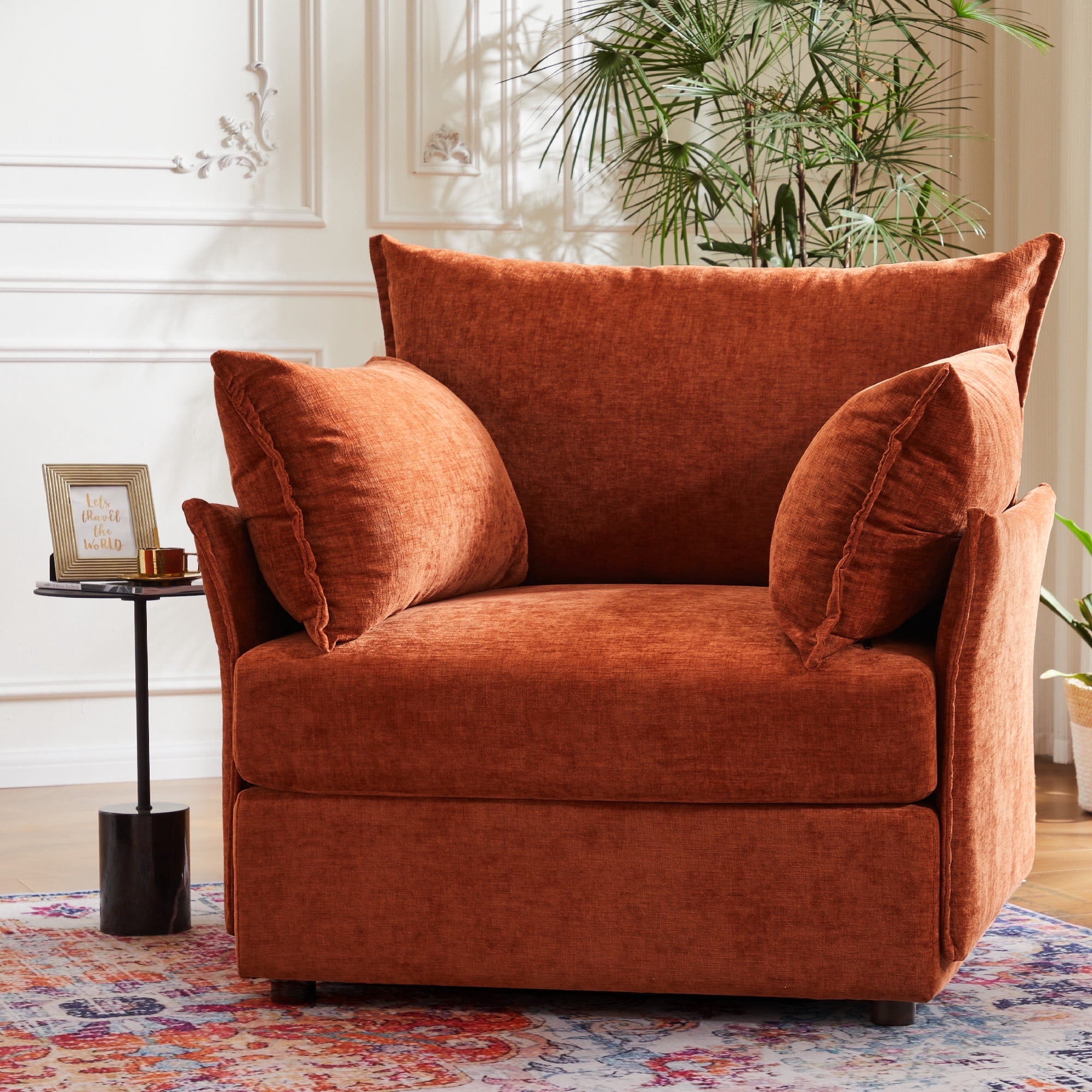 JULY'S SONG 24.5" Deep Seat Accent Chair with 2 Armrest Pillows ...