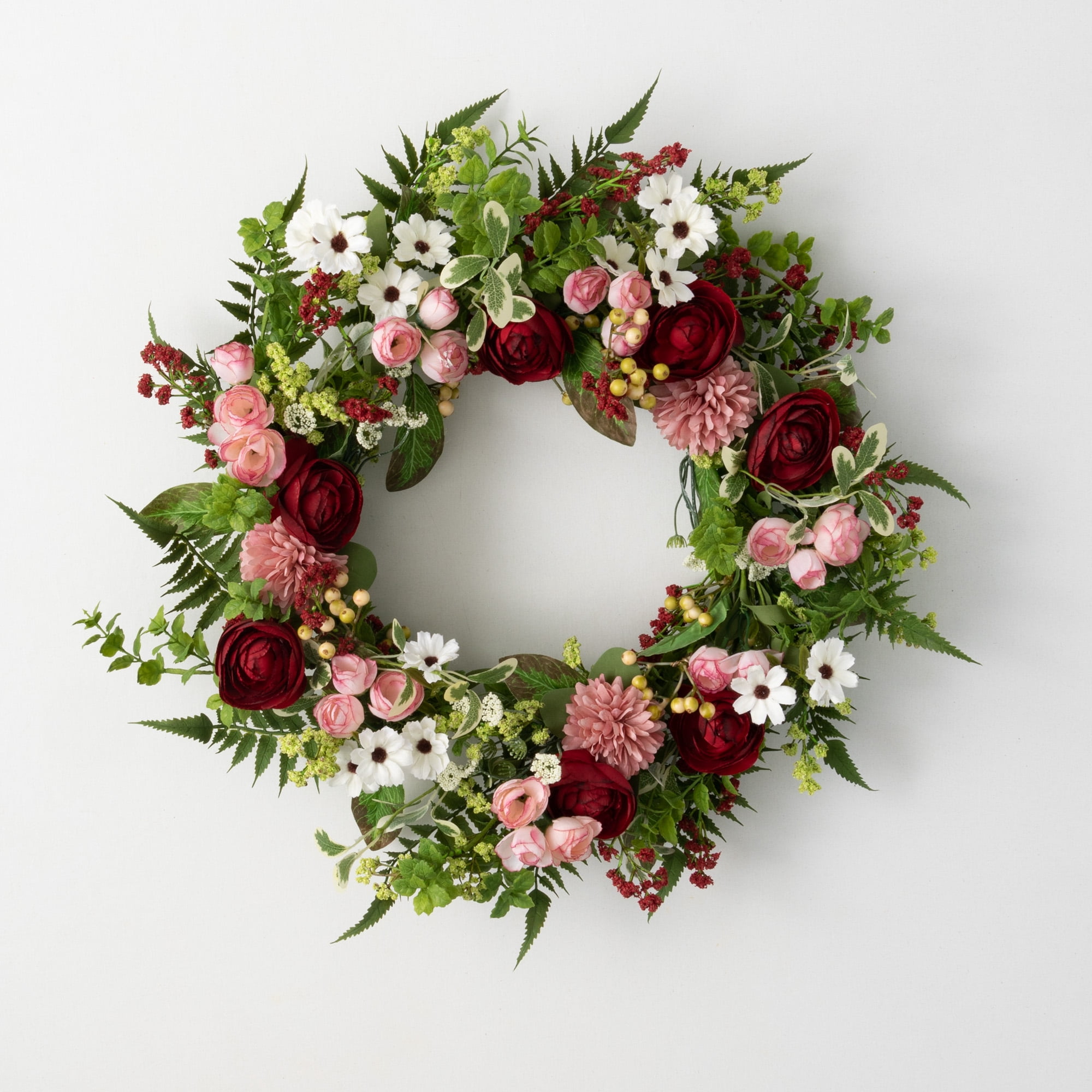 24.5"H Sullivans Romantic Floral Mix Wreath, Multicolor