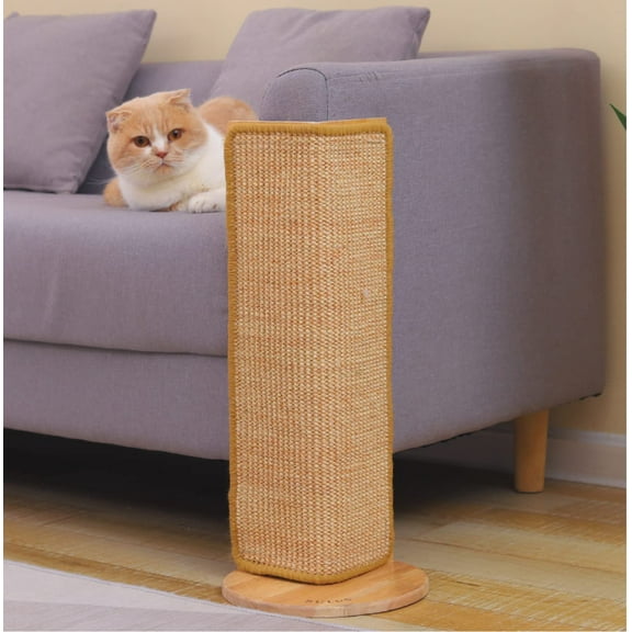24.5" Tall No Drilling Wall Sofa Couch Corner Cat Sisal Scratcher,Scratching Post,Replaceable Sisal Scratch Pad Mat, Couch Protector