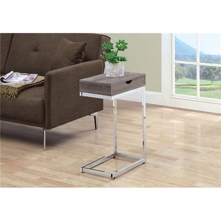 24.5 in. Dark Taupe Particle Board & Chromed Metal Accent Table