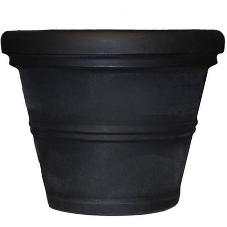 24.5 in. Round Rolled Rim Garden Pot, Black