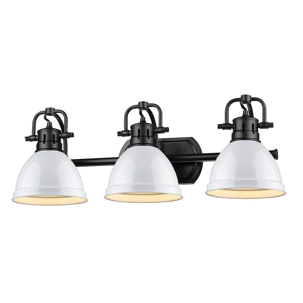 Matte Black and White Metal 3-Light Vanity Light