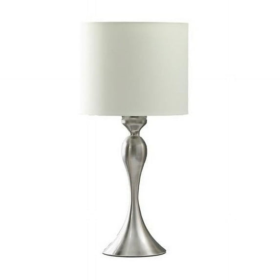 24.5 x 12 x 12 in. Silver Metal Table Lamp with Off White Drum Shade