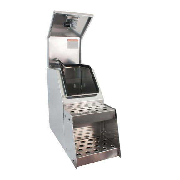 24.5"x28.4"x12" Aluminum Side Mount Semi Truck Tool Box with Saddle Step Open Wide Design & T-Handle Latch Lock - Heavy Duty Weather Tight Step Tool Box for Flatbed Trailer