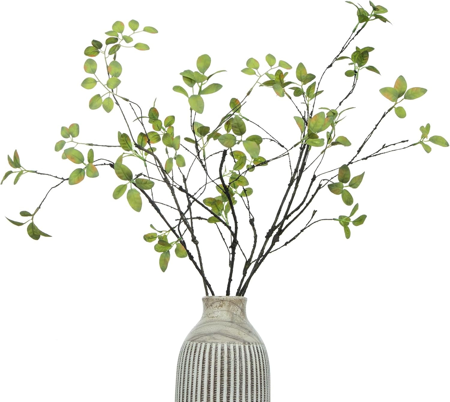 24" 5Pcs Fake Greenery Stems Artificial Ficus Branches Fake Plants for Home Office Table Vase Filler Decoration(Green)