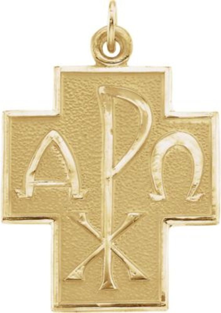 24.5x22mm Alpha Omega/Chi-Rho Cross in 14k Yellow Gold