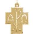thumbnail image 1 of 24.5x22mm Alpha Omega/Chi-Rho Cross in 14k Yellow Gold, 1 of 3
