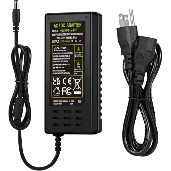 24 6 Power Adapter, 100-240 to 24 6 Amp 144 Power Converter, 24 Volt Low Voltage Transformer Suitable for 5 4 3 2 1 Equipment, with 5.52.1 Plug for Lights, Security Systems
