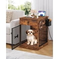 thumbnail image 1 of Hzuaneri 24.6'' Dog Crate Furniture with Flip-Top Storage, Pet End Table with Charging Station, Wooden Dog Kennel for Small Dogs, Rustic Brown, 1 of 7