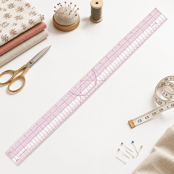 24" 60cm Graph Ruler With Protractor - Dual Pattern Grading Tool