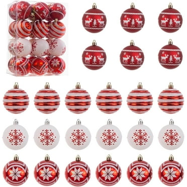 HadinEEon Christmas Ball Ornaments, 24pcs Christmas Tree Decorations, 2.36" Xmas Hanging Balls (Red)