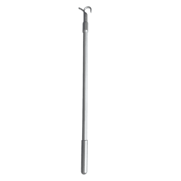 24 in / 61 cm Aluminum Alloy Telescopic Draw Rod for Blinds, Silver, Adjustable Length, Window Blind Wand, Drapery Pull Rod, Hook Design for Honeycomb Blinds