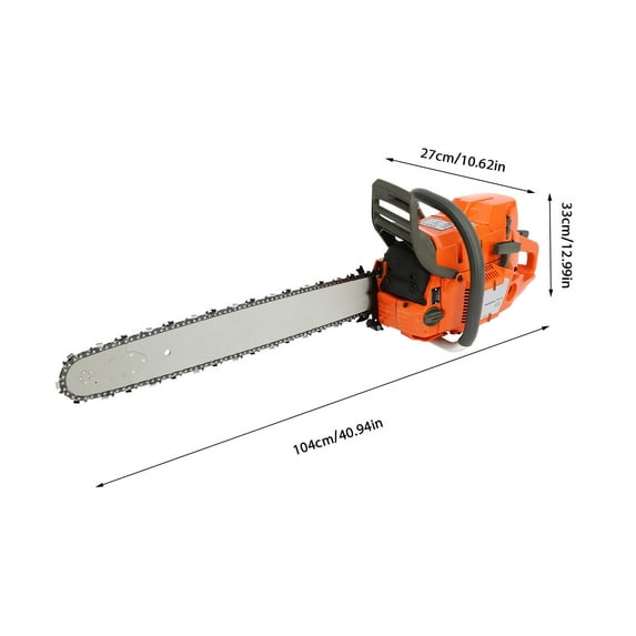 Orange 24 in 65/72cc 2-Stroke Engine Gasoline Chainsaw for Wood Cutting and Pruning Branches