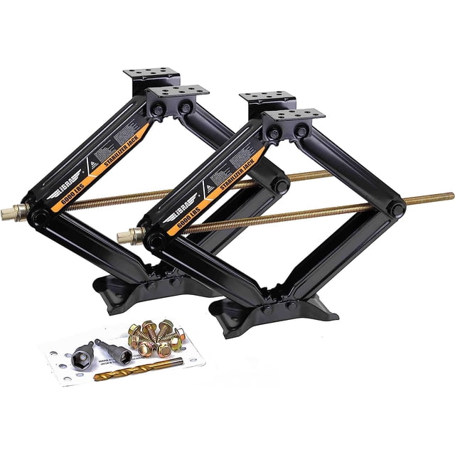 24" 6K lbs RV Trailer Camper Stabilizer Leveling Scissor Jacks w/Dual