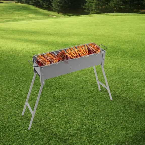 24*7*25 Modern Excellent Performance Large Capacity Grey Folding Camping Barbecue Charcoal Grills