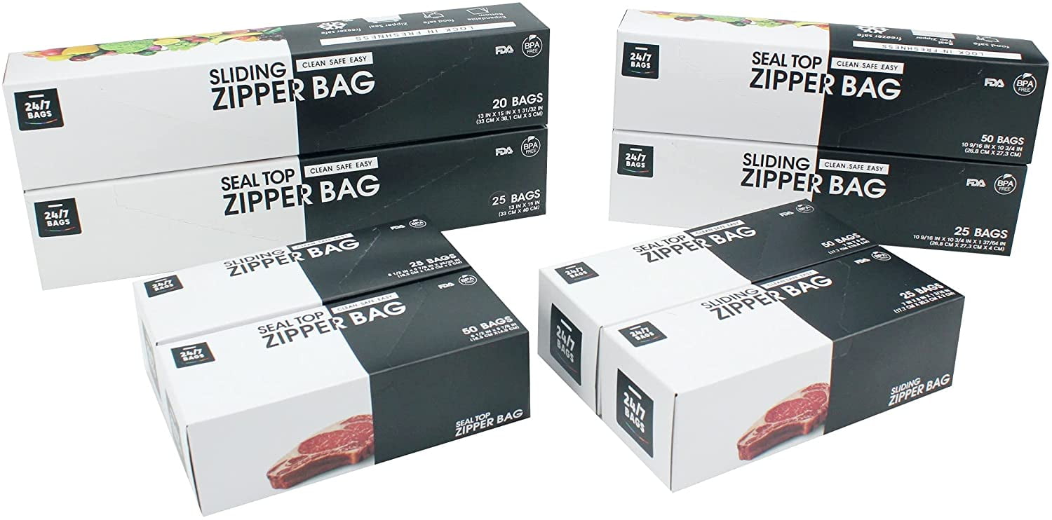 24/7 Bags – Slider Storage Bags, Gallon Size with Expandable