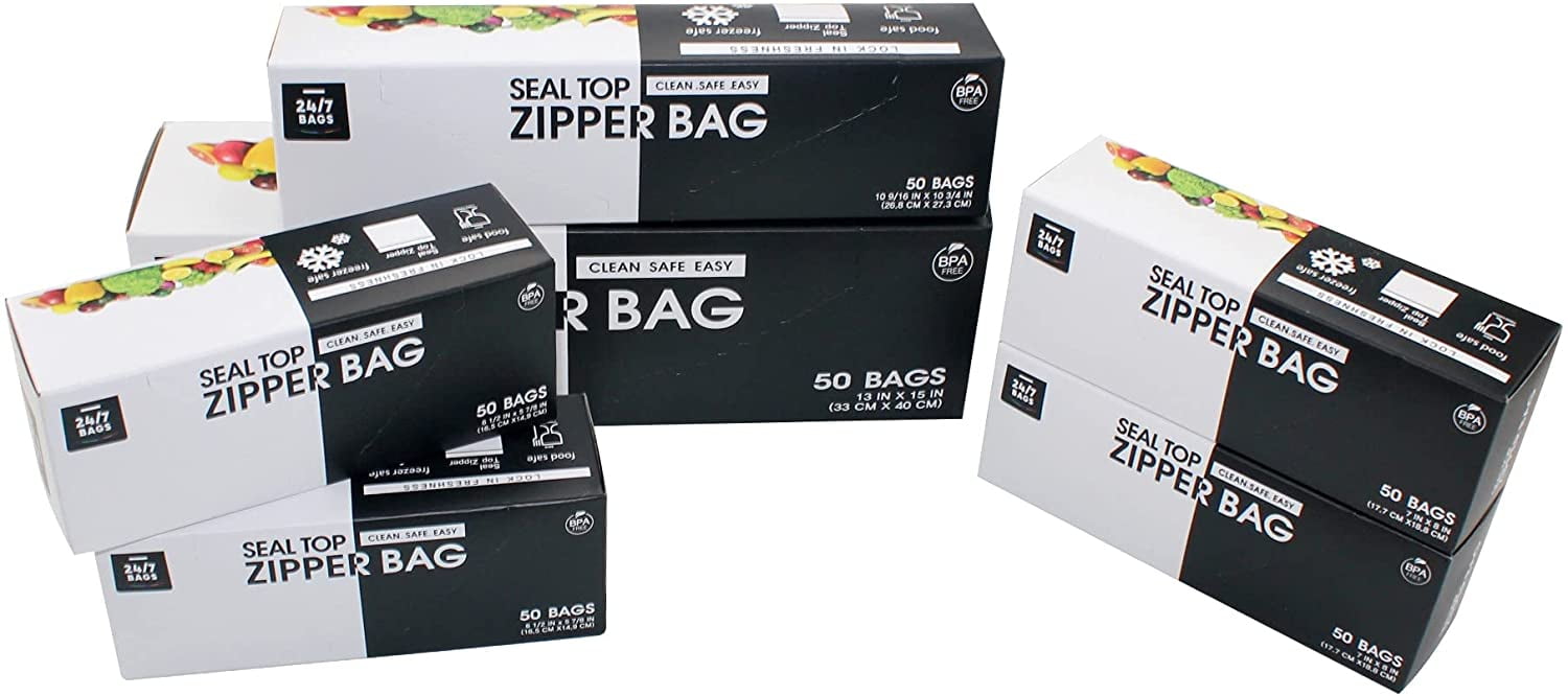  24/7 Bags- Jumbo Double Zipper 20 Gallon Bags, 9 Count