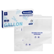 8 Count- Reusable Gallon Storage Bags, Double Zipper, 6 mils Thick, Freezer Safe, Zero BPA, Easy Open Tabs, Dishwasher Safe