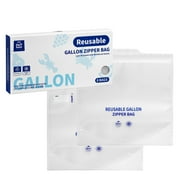 24/7 Bags Reusable Gallon Storage Bags, 8 Pack, Double Zipper, 6 mils Thick, Freezer Safe, Zero BPA, Easy Open Tabs